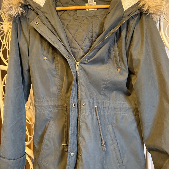 G.H. Bass & Co. Jackets & Blazers - G.H. Bass & Co. Women's Utility Jacket with Fur Hood - Dark Gray